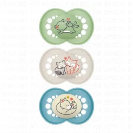 MAM Original Nature - 2 Sucettes jours + 1 Sucette Nuit +18 Mois (bleu / vert)
