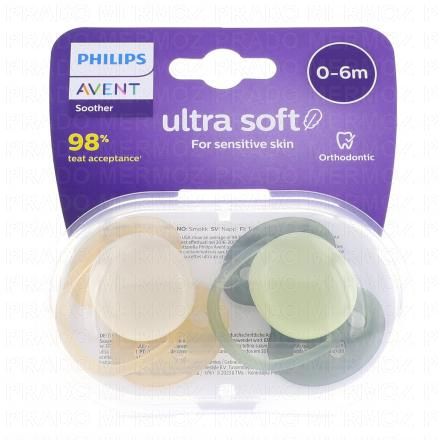 AVENT Ultra Soft - Sucettes 0-6 mois (beige / vert)
