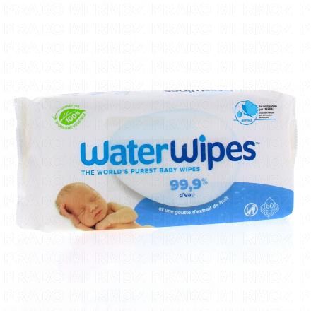 WATERWIPES Lingettes bébé (paquet de 60 lingettes)