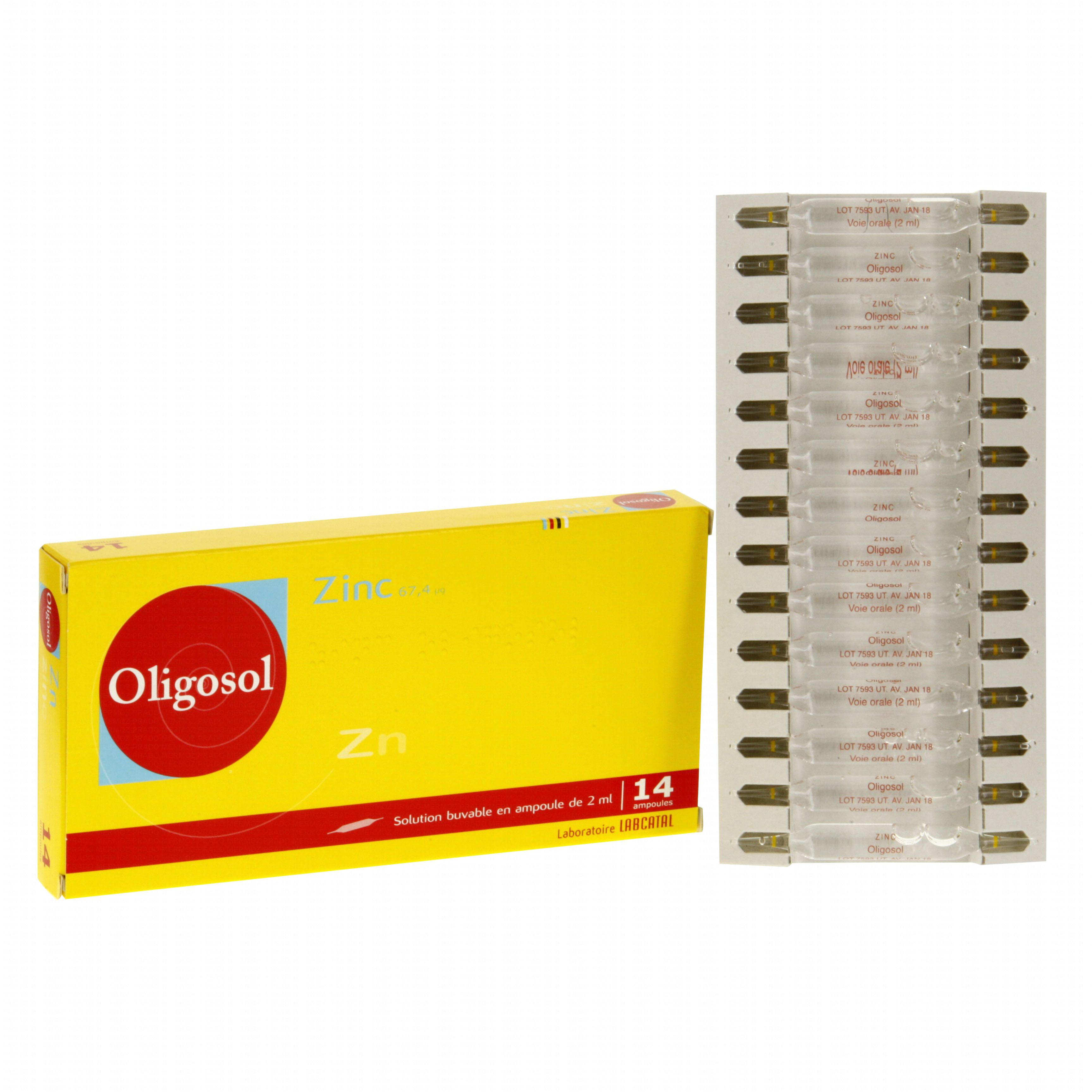 Zinc oligosol boîte de 14 ampoules Labcatal (médicament conseil