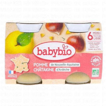 BABYBIO Fruits - Petits pots pomme / ch&acirc;taigne d&egrave;s 4 mois 2x130g