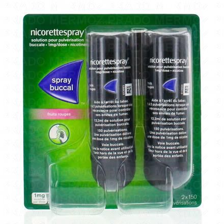 NICORETTE Spray buccal 1 mg/dose Goût fruits rouges (13.5 ml x 2)