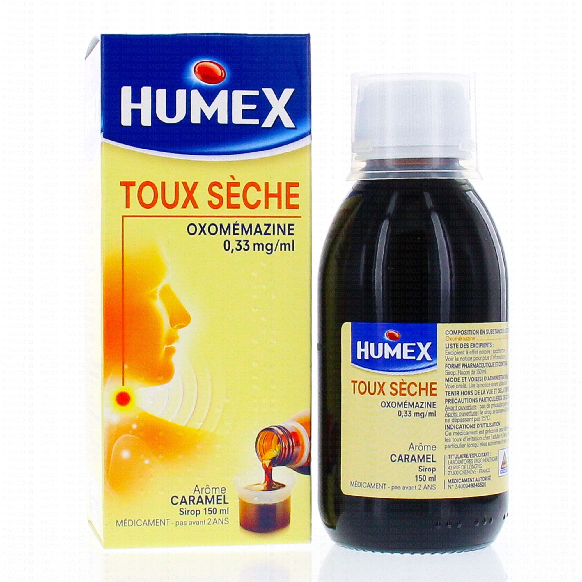 Humex toux sèche oxomémazine 0,33 mg/ml flacon de 150 ml Urgo (médicament conseil) Pharmacie