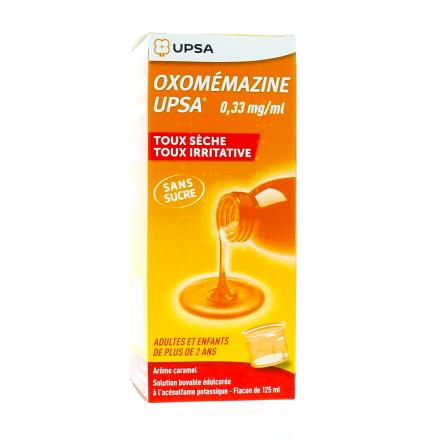 UPSA Oxomemazine 0.33mg/ml sirop toux sèche sans sucre flacon 125ml