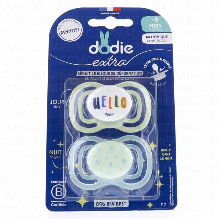 DODIE Extra - Sucette Anatomique jour/nuit Duo +6mois