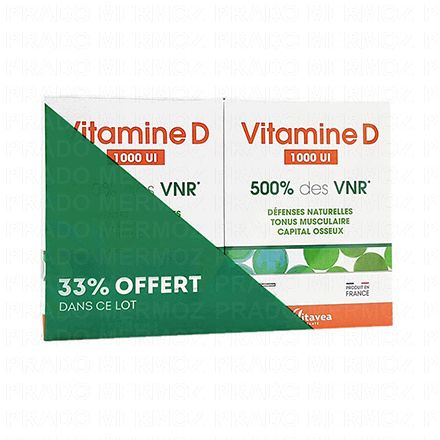 VITAVEA Vitamine D 1000ui 500% des VNR (lot 2 * 90 comprimés)