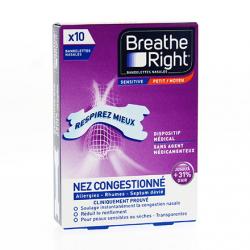 BREATHE RIGHT Bandelettes nasales nez congestionné sensitive 10 bandelettes