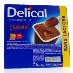 DELICAL Gelodiet - Crème dessert HP HC saveur chocolat 4x200g