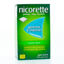 NICORETTE Menthe fraîche 4 mg sans sucre boîte de 105 gommes