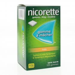 NICORETTE fruits 4 mg sans sucre boîte de 105 gommes