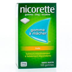 NICORETTE Fruits 2 mg sans sucre boîte de 105 gommes
