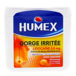 Humex gorge irritée lidocaïne boîte de 30 gommes