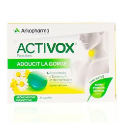 Activox sans sucre menthe eucalyptus boîte de 24 pastilles