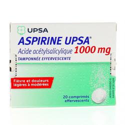 UPSA Aspirine tamponnée effervescente 1000 mg 2 tubes de 10 comprimés