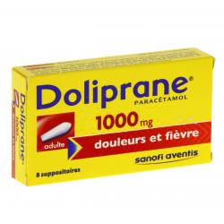 Doliprane adultes 1000 mg boîte de 8 suppositoires