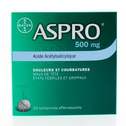 Aspro 500 effervescent boîte de 20 comprimés