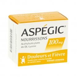 Aspégic nourrissons 100 mg boîte de 20 sachets-doses