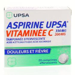 UPSA Aspirine vitaminée c tamponnée effervescente 2 tubes de 10 comprimés