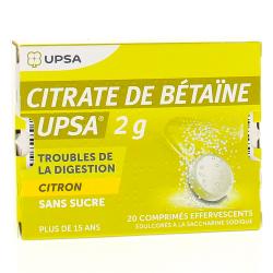 UPSA Citrate de bétaïne 2g citron sans sucre boîte de 20 comprimés