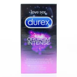 DUREX  Préservatifs Orgasm' Intense - Préservatifs Lubrifiés Avec Gel Et Texture Stimulantes  - Boite De 10 Préservatifs 