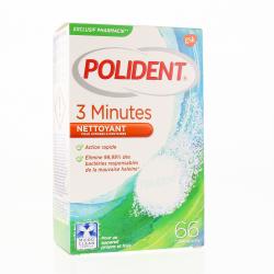 POLIDENT Nettoyant pour appareils dentaires 3 MINUTES cp x 66