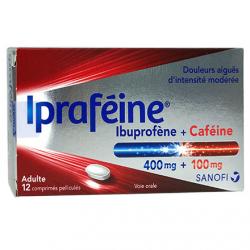 Ipraféine (ibuprofène 400mg + caféine 100mg) 12 comprimés pelliculés