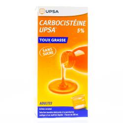 UPSA Carbocistéine 5% sirop toux grasse sans sucre flacon 200ml