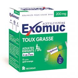 EXOMUC Toux grasse sans eau goût orange 15 sachets