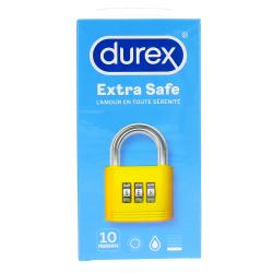 DUREX Préservatifs Extra Safe - Préservatifs Extra Lubrifiés - Boite De 10 Préservatifs