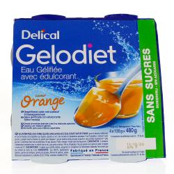 GELODIET Eau gélifiée avec édulcorant saveur orange sans sucre 4x120g