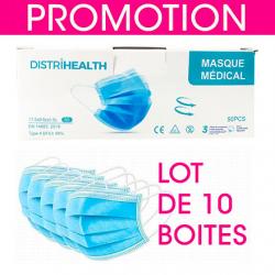 DISTRIHEALTH Masques médicaux lot de 10 boîtes de 50