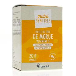 NUTISANTE Nutri'Sentiel Bio huile de foie de morue boite de 20 capsules