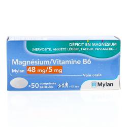MYLAN Magnésium 48mg / Vitamine B6 5mg x50 comprimés
