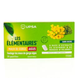 UPSA Les élémentaires Maux de gorge aigue x20 pastilles