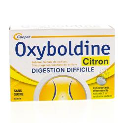 COOPER Oxyboldine goût citron sans sucre 24 comprimés effervescents