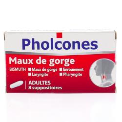 PHOLCONES Maux de gorge 8 suppositoires