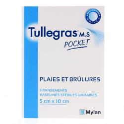 Tulle Gras M.S Plaies et brûlures boite de 5 de 5cm x 10cm